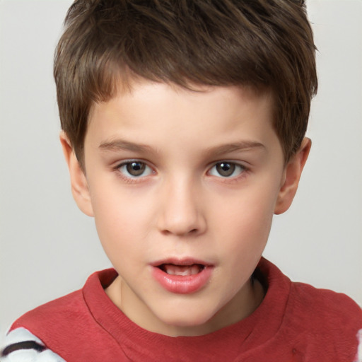 Neutral white child male with short  brown hair and brown eyes