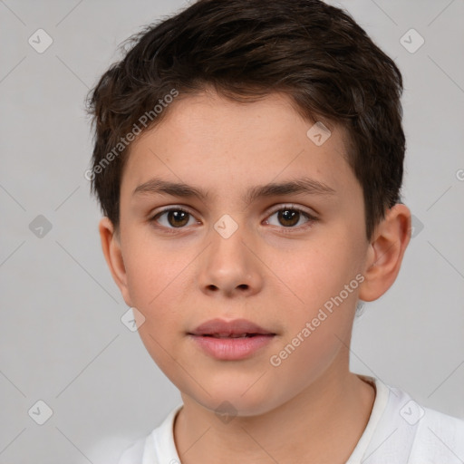 Neutral white child male with short  brown hair and brown eyes