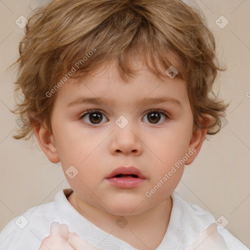 Neutral white child male with short  brown hair and brown eyes