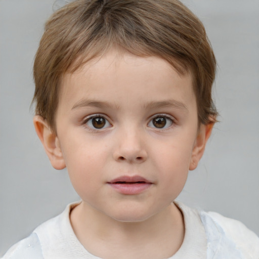 Neutral white child male with short  brown hair and brown eyes