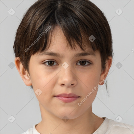 Neutral white child female with medium  brown hair and brown eyes