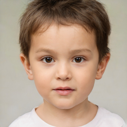 Neutral white child male with short  brown hair and brown eyes