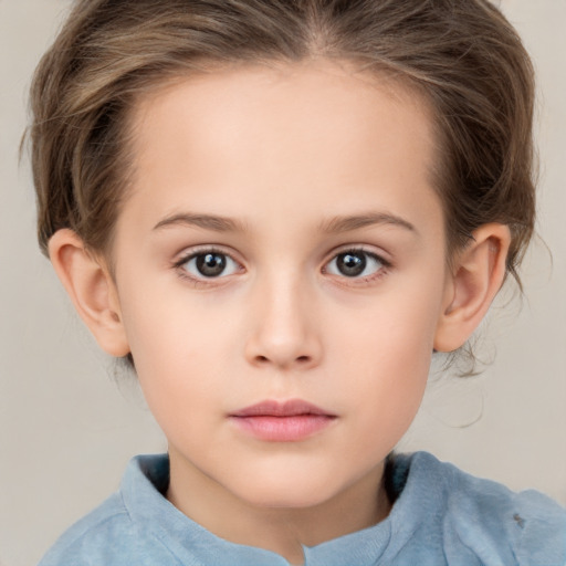 Neutral white child female with medium  brown hair and brown eyes