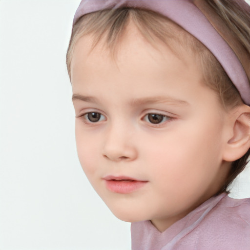 Neutral white child female with short  brown hair and brown eyes