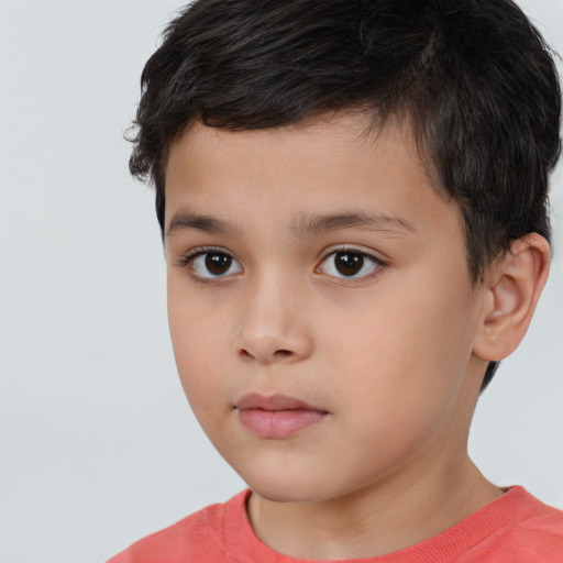 Neutral white child male with short  brown hair and brown eyes