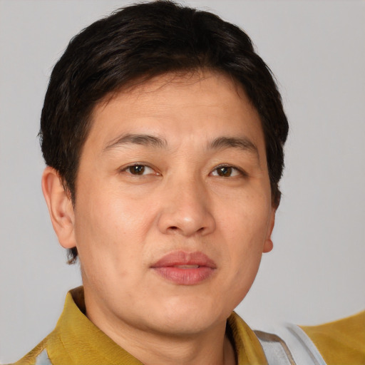 Neutral white adult male with short  brown hair and brown eyes
