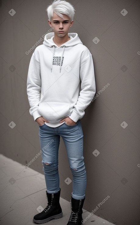 Czech teenager boy with  white hair