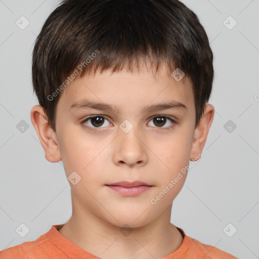 Neutral white child male with short  brown hair and brown eyes