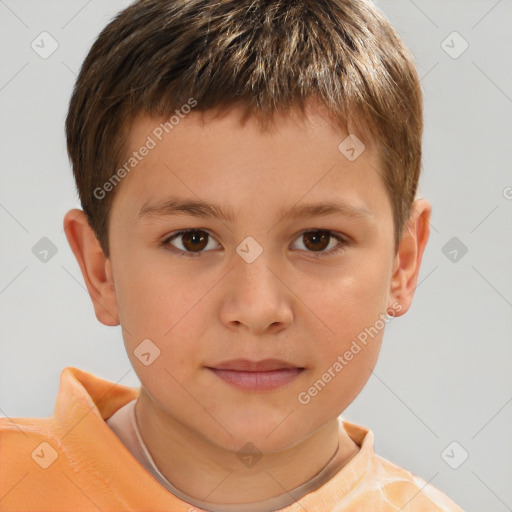 Neutral white child male with short  brown hair and brown eyes
