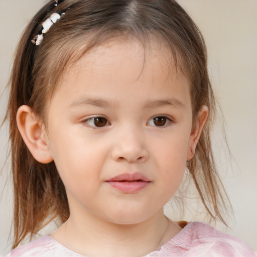 Neutral white child female with medium  brown hair and brown eyes