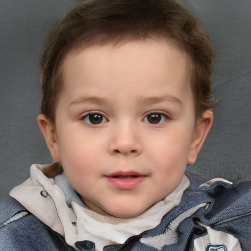 Neutral white child female with short  brown hair and brown eyes