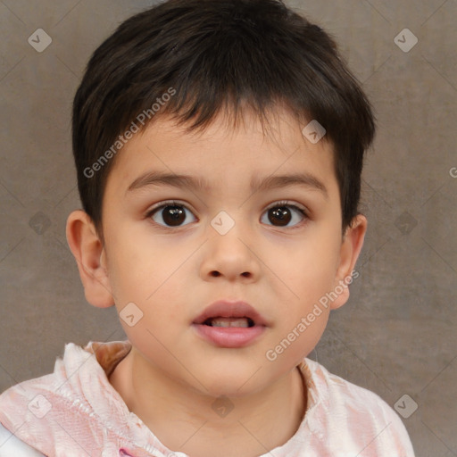 Neutral white child male with short  brown hair and brown eyes