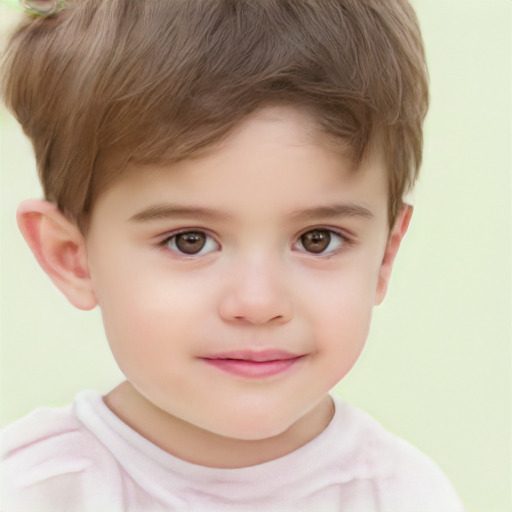 Joyful white child male with short  brown hair and brown eyes