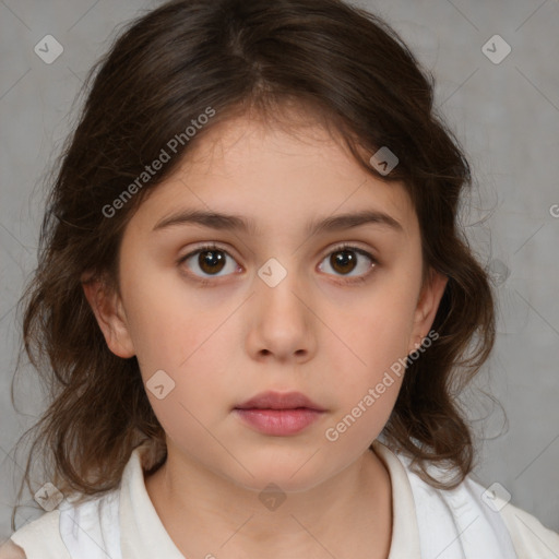 Neutral white child female with medium  brown hair and brown eyes