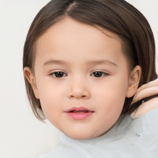 Neutral white child female with medium  brown hair and brown eyes