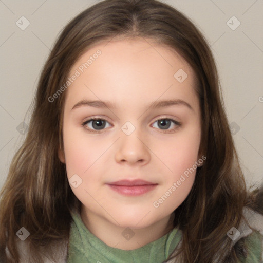 Neutral white child female with medium  brown hair and brown eyes