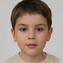 Neutral white child male with short  brown hair and brown eyes