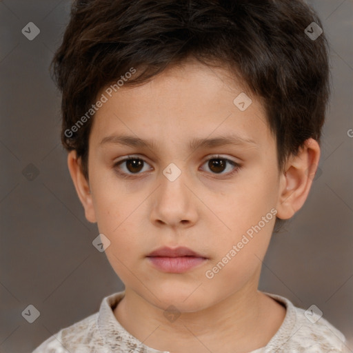 Neutral white child male with short  brown hair and brown eyes