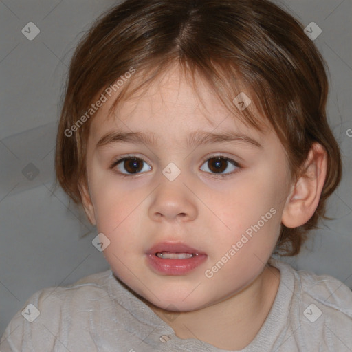 Neutral white child female with medium  brown hair and brown eyes