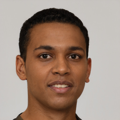 Neutral latino young-adult male with short  brown hair and brown eyes