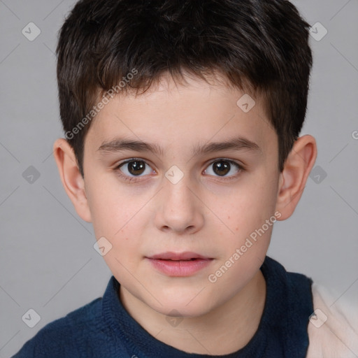 Neutral white child male with short  brown hair and brown eyes