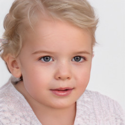 Neutral white child female with short  blond hair and blue eyes