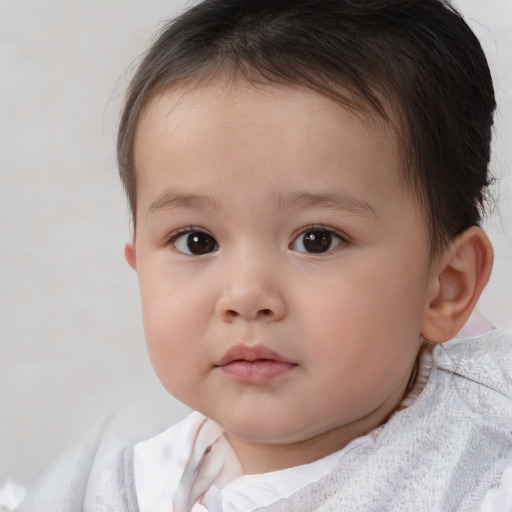 Neutral white child female with short  brown hair and brown eyes