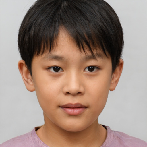 Neutral asian child male with short  brown hair and brown eyes