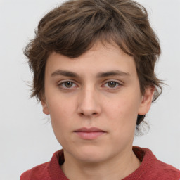 Neutral white young-adult male with medium  brown hair and brown eyes