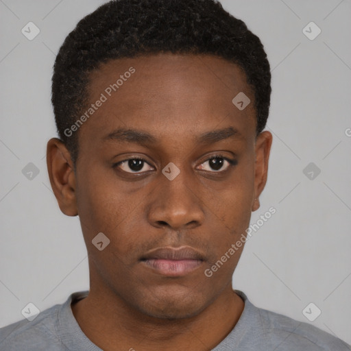 Neutral black young-adult male with short  brown hair and brown eyes