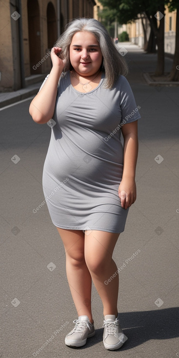 Italian teenager girl with  gray hair