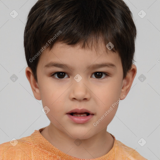 Neutral white child male with short  brown hair and brown eyes