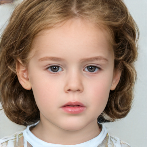 Neutral white child female with medium  brown hair and brown eyes