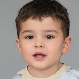 Neutral white child male with short  brown hair and brown eyes