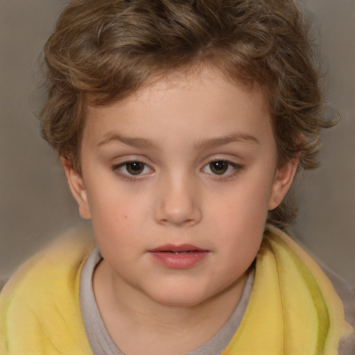 Neutral white child female with short  brown hair and brown eyes