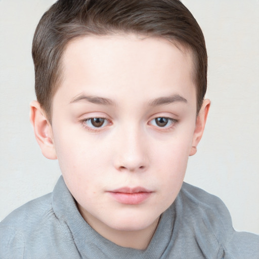 Neutral white child male with short  brown hair and brown eyes