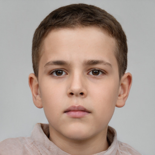 Neutral white child male with short  brown hair and brown eyes