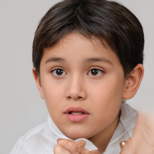 Neutral white child female with short  brown hair and brown eyes