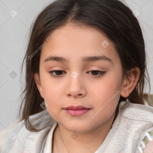 Neutral white child female with medium  brown hair and brown eyes