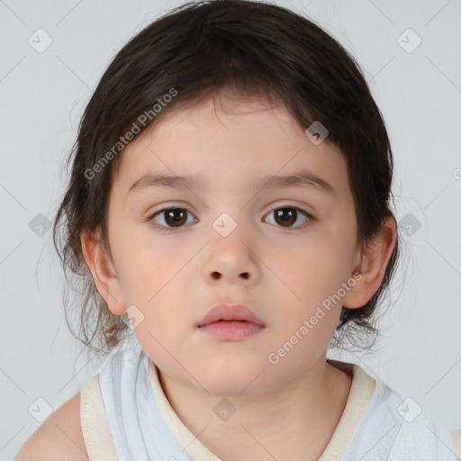 Neutral white child female with medium  brown hair and brown eyes