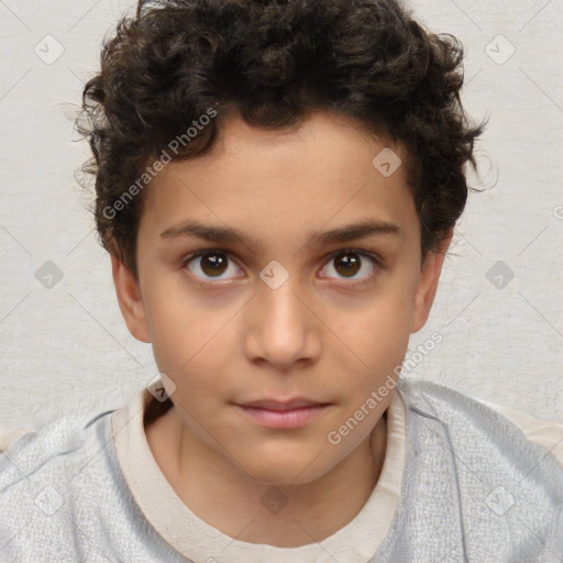 Neutral white child male with short  brown hair and brown eyes