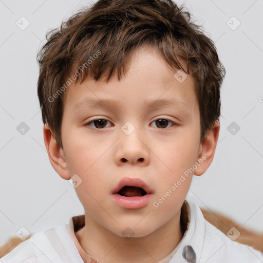 Neutral white child male with short  brown hair and brown eyes