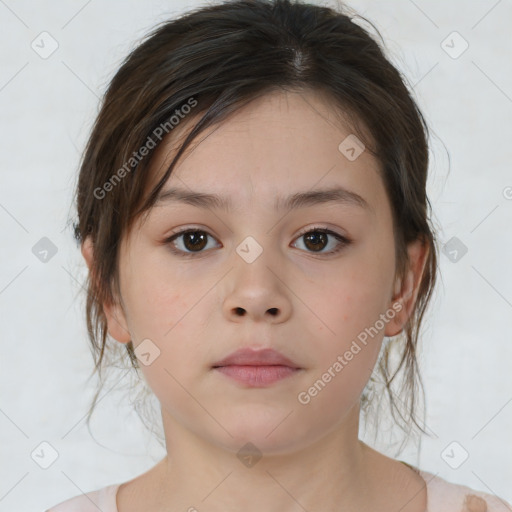 Neutral white child female with medium  brown hair and brown eyes