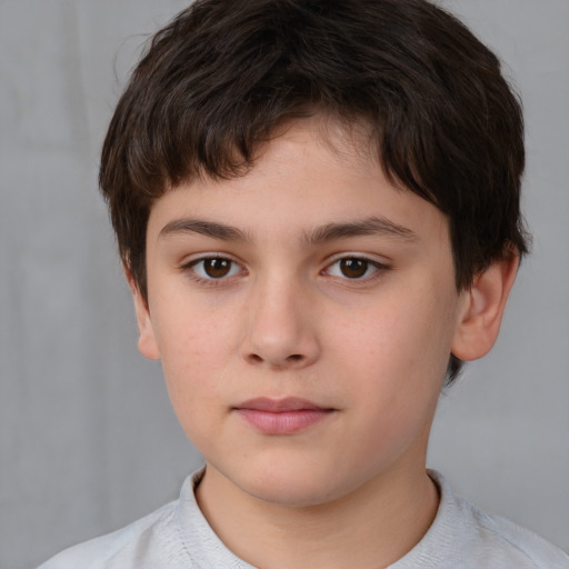 Neutral white child male with short  brown hair and brown eyes