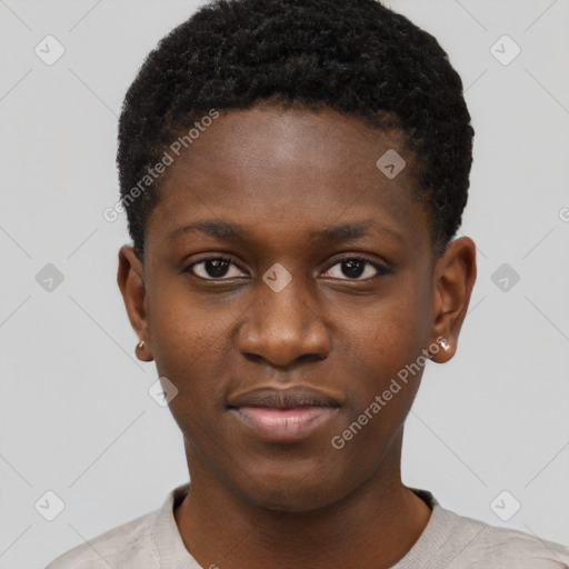 Neutral black young-adult male with short  brown hair and brown eyes