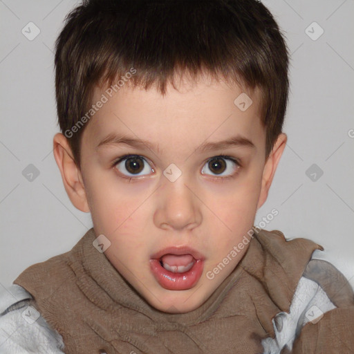 Neutral white child male with short  brown hair and brown eyes