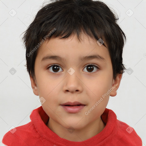 Neutral white child male with short  brown hair and brown eyes