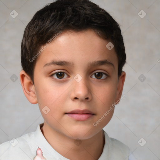 Neutral white child male with short  brown hair and brown eyes