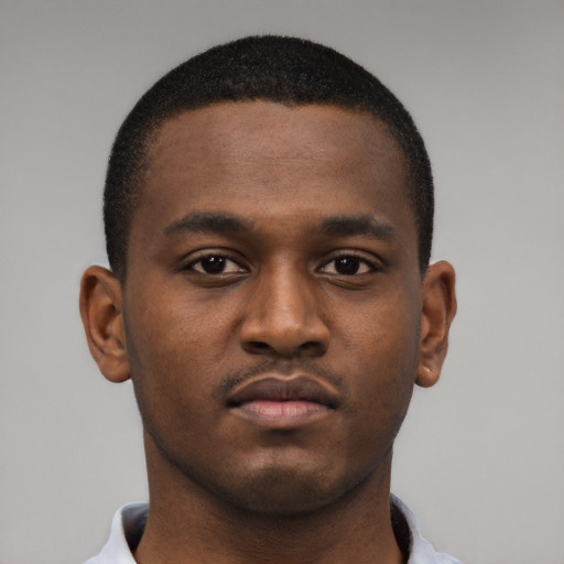 Neutral black young-adult male with short  brown hair and brown eyes