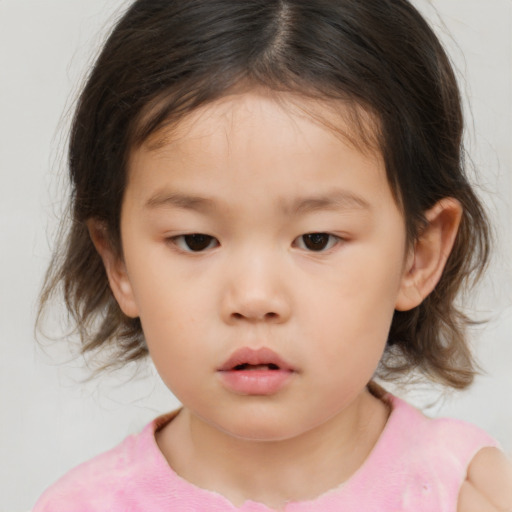 Neutral white child female with medium  brown hair and brown eyes